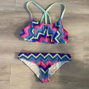 Victoria’s Secret PINK chevron flounce bikini size small